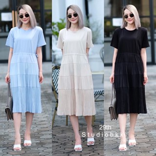 Maxi dress แขนสั้น ผ้าคอตตอนเนื้อนิ่ม