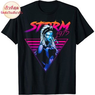 เสื้อยืดครอป 100%cotton เสื้อยืดผู้ชาย Marvel X-Men Storm 80s Retro Triangle Gradient T-Shirt men เสื้อ ยืด ผู้ชาย