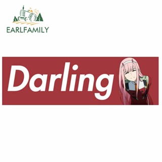 Earlfamily สติกเกอร์ไวนิล ลาย Darling Zero Two กันน้ํา กันแดด สําหรับติดตกแต่งรถยนต์ แล็ปท็อป ตู้เย็น 13 ซม. X4.1 ซม.