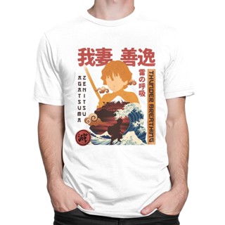 เสื้อยืด - แฟชั่น Ukiyo ลมหายใจของปีศาจสายฟ้าทีผู้ชายแขนสั้นฆ่า Kimetsu No Yaiba Kamado Nezuko เสื้