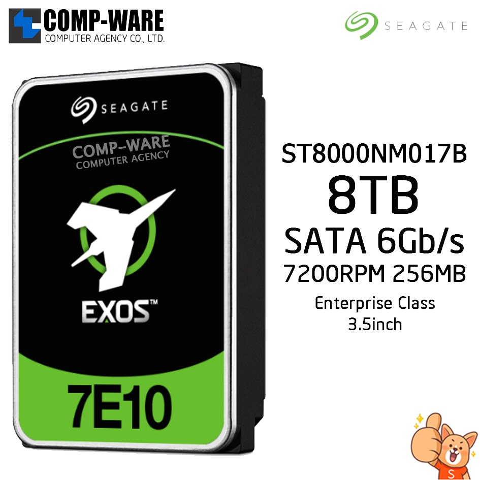 Seagate Exos 7E10 8TB 7200RPM 256MB SATA 6Gb/s 512E/4kn NO ENCRYPTION 3.5" Enterprise Class Internal
