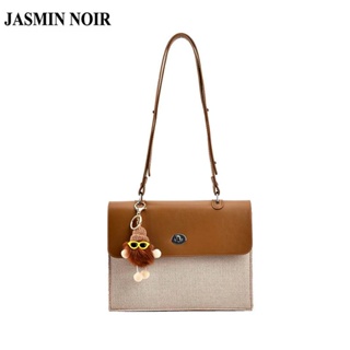 Jasmin NOIR กระเป๋าสะพายไหล่ กระเป๋าถือ หนัง PU ประดับพู่ ขนาดใหญ่ สไตล์เรโทร สําหรับสตรี