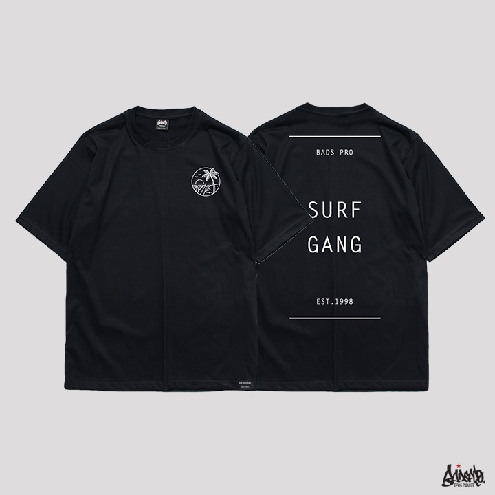 12.12 SALE ® Oversize Long รุ่น SURF GANG ( สกรีนนูน ) สีดำ เสื้อรุ่นทรง A M L / OLS