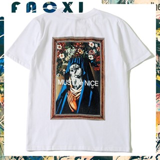 เสื้อยืดโอเวอร์ไซส์【FACXI】เสื้อยืดแขนสั้น ผ้าฝ้าย พิมพ์ลายแมว พลัสไซซ์ สไตล์ฮิปฮอป สําหรับคู่รักL  XL  XXLเสื้อยืดอินเทร