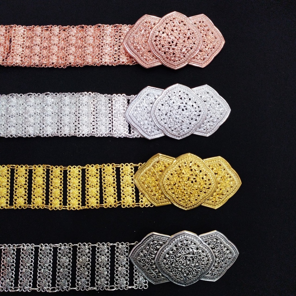 Fashion Jewele เข็มขัดชุดไทยเครื่องประดับเข็มขัดชุดไทยแต่งฉลุลายโบราณ เงิน รมดํา ทอง นาค พร้อมส่ง
