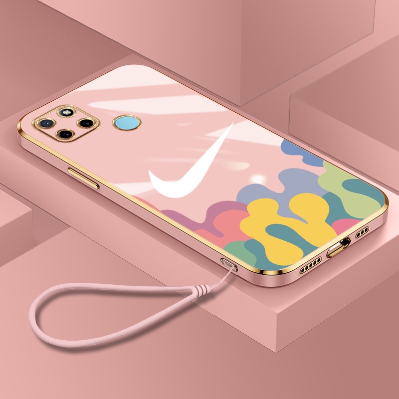 ปลอกRealme RMX3261 RMX3521 RMX3241 RMX3085 RMX3263 RMX2103 RMX3511 แฟชั่นอินเทรนด์ยี่ห้อชุบสแควร์เคส