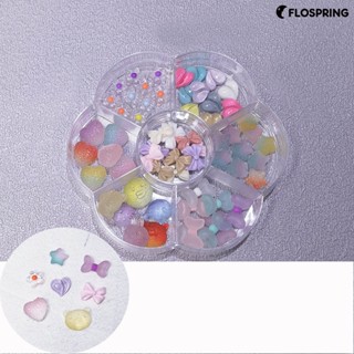 Flospring เครื่องประดับตกแต่งเล็บ พลอยเทียม รูปกระต่าย หมี โบว์ ดอกไม้ 3D DIY