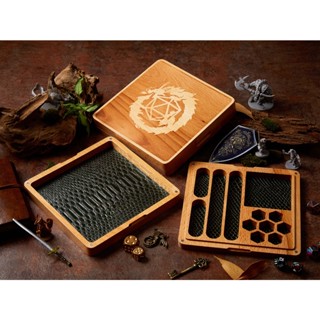 DND Dice Box (Product does not include dice) | Dice Vault | Dark Green &amp; Gold Scale | Dungeons and Dragons Dice | Dice