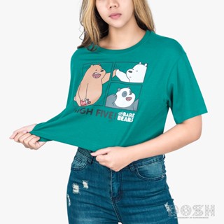 DOSH:WOMENS T-SHIRTเสื้อยืดทรงครอป คอกลม แขนสั้น ผู้หญิง XS-S-M สีเขียว  WE BARE BEARSรุ่น9DBBWT1021-GR