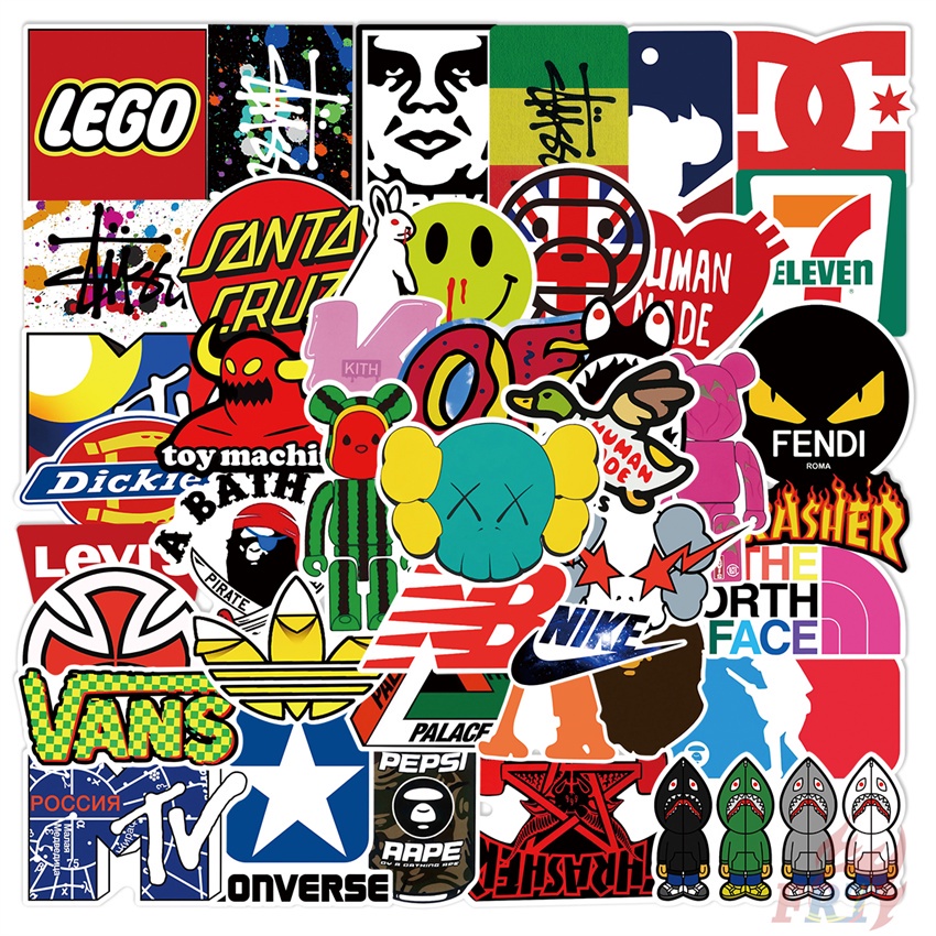 สติกเกอร์แบรนด์แฟชั่น สไตล์คลาสสิก 01 สติกเกอร์แฟชั่น กันน้ํา DIY 50 ชิ้น/เซต