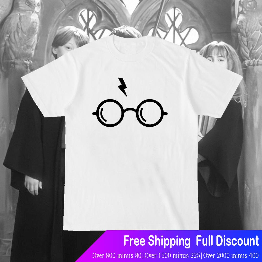 แฮร์รี่พอตเตอร์เสื้อยืดผู้ชายและผู้หญิง เสื้อยืดคอกลมพิมพ์ลาย Harry Potter Hp Glasses สีดําสีขาว S-4Xl Sizes 2021 Ht Har
