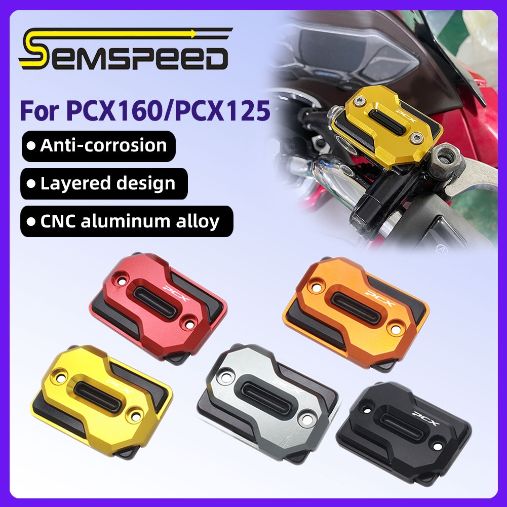 【SEMSPEED】ฝาครอบถังน้ํามันเบรกหน้ารถมอเตอร์ไซค์ Cnc พร้อมโลโก้ PCX 160 150 125 สําหรับ Honda PCX160 