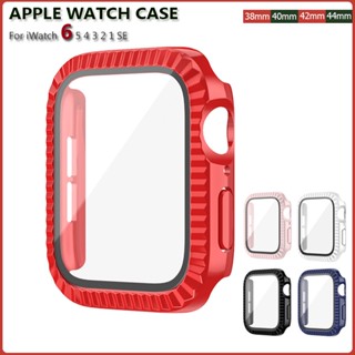 เคส + ฟิล์มนิรภัย สําหรับ Apple Watch 1 2 3 4 5 SE 6 เคสกันกระแทกพื้นผิวซัน iWatch 44 มม. 40 มม. 38 มม. 42 มม.