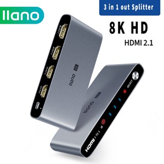 Llano อะแดปเตอร์แปลง 8K HDMI Splitter 8K 60Hz HDMI เข้า 3 ออก 1 สําหรับโปรเจคเตอร์ PS4 5 แล็ปท็อป กล่องทีวี