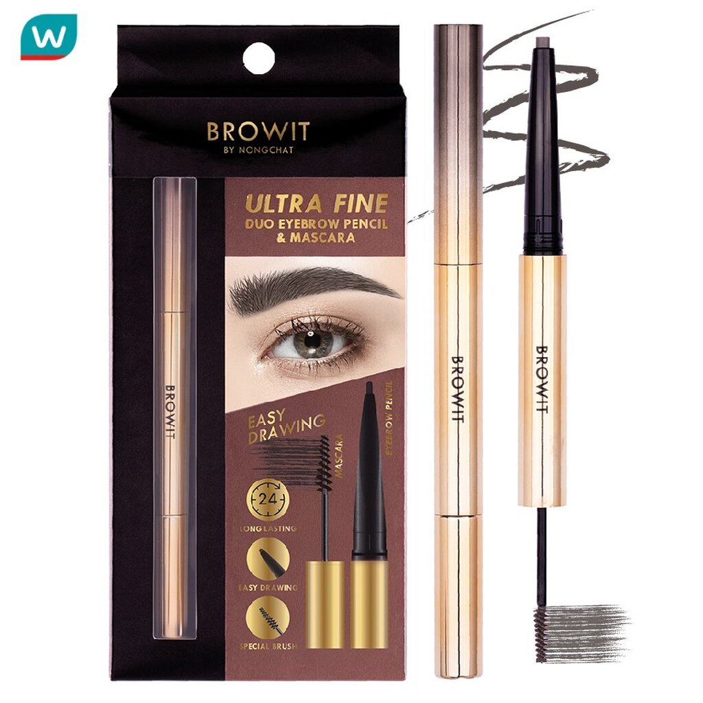 Browit บราวอิท อัลตร้า ไฟน์ ดูโอ้ อายบราว เพนซิล แอนด์ มาสคาร่า 1.42ก. แอช บราวน์