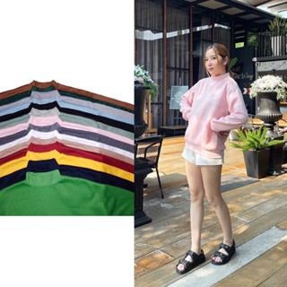 Big Store🎁เสื้อสเวตเตอร์คอสูงแขนยาว ผ้าสำลี สีพื้น 8 สี ชุด A
