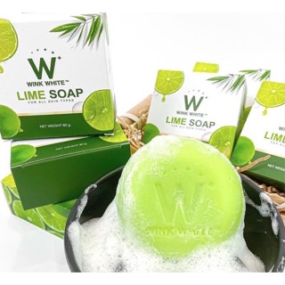 ⚡FLASH SALE⚡♡พร้อมส่ง์ Wink White LIME Soap วิงค์ไวท์ สบู่ มะนาว ผิว ใส ช่วยให้ผิว ขาว สุขภาพ ดี