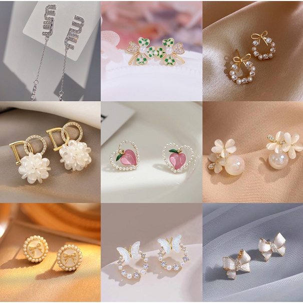 ร้านไทย ส่งของไว ต่างหูน่ารักๆ(Silver925)ต่างหูผู้หญิงสไตล์เกาหลีต่างหูก้านเงินแท้ 𝑆𝑖𝑙𝑣𝑒𝑟 92.5%