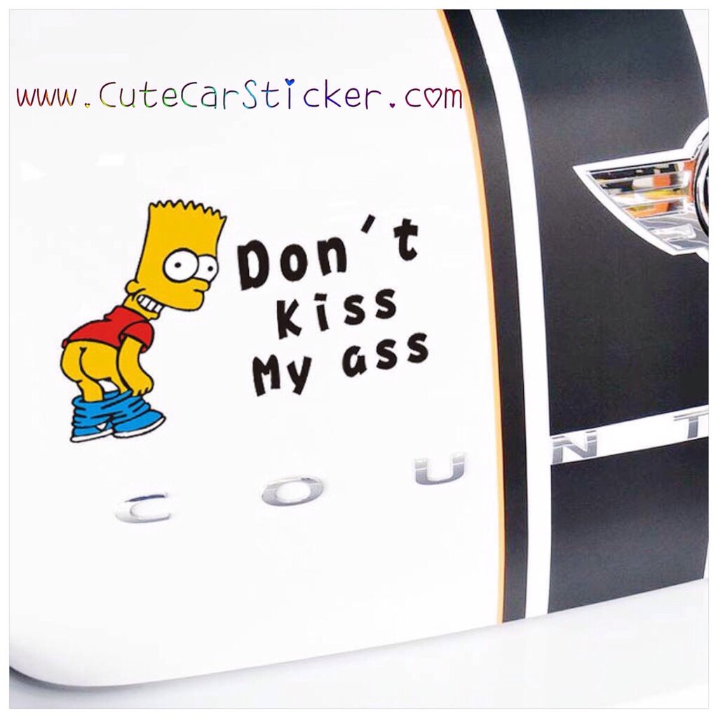 สติ๊กเกอร์ ติดรถ ซิมสัน Simpson Don't kiss my ass อย่าจี้ตูด อย่าจูบตูด (สีดำ) - car decal sticker