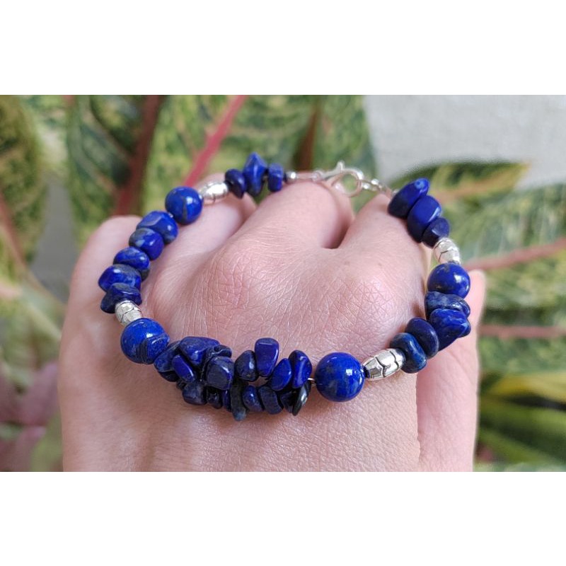 Lapis Lazuli สร้อยข้อมือ ประดับลูกปัด ทรงกลม