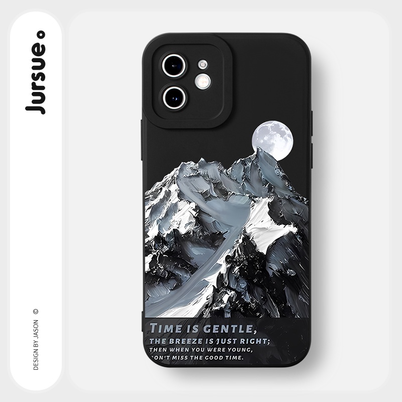 JURSUE เคสไอโฟน เคสสีดำกวนๆตลกขอบเหลี่ยมกันกระแทกซิลิโคนนุ่ม เคสโทรศัพท์ Compatible for iPhone 16 15 14 13 12 11 Pro Max SE 2020 X XR XS 8 7 Plus พลัส Y2379