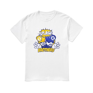 เสื้อยืดวินเทจ - Splash Bros Tee (สีขาว) ตลก Tees ผ้าฝ้ายท็อปส์ซูเสื้อยืดฤดูร้อน Tees ผ้าฝ้าย O คอเ