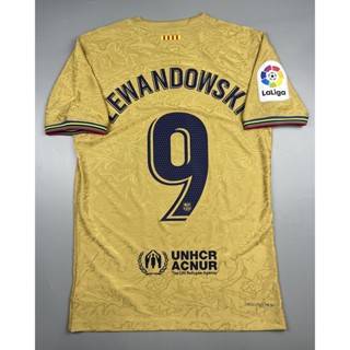 เสื้อบอล เพลเย่อ บาร์เซโลน่า เยือน 2022-23 Player Barcelona Away 2022 พร้อมเบอร์ชื่อ 9 LEWANDOWSKI อาร์มลาลีก้า