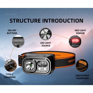 ไฟฉายคาดหัว Supfire HL23 Multifunctional sensor strong light headlamp