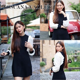 🌸 TOSCANA VALLER (Black) 🌸 ชุดเดรสไหมพรมทรงสวย