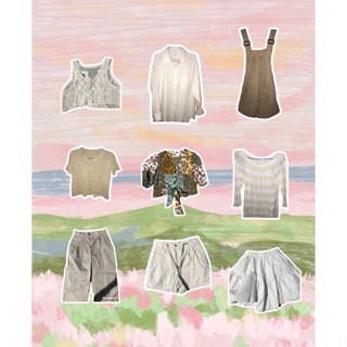 เสื้อ-กางเกง-กระโปรง สีครีมสีน้ำตาล🧺🪑🥣