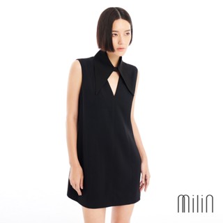 [MILIN] Potential Dress Point collar V-neck mini dress เดรสสั้นคอวีพร้อมปกเสื้อถอดได้