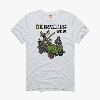 Tee เสื้อโอเวอร์ไซ เสื้อยืด DIY WWE 2022 ใหม่ D-Generation X การแสดงความเคารพ "WCW Invasion" {|0