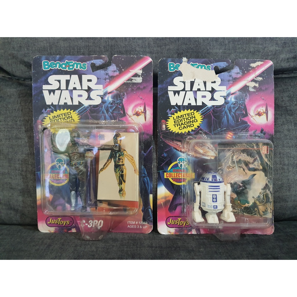 JusToys Star Wars BendEms Figure Limited Edition with Trading Card C-3PO R2-D2 งานเก่าสตาร์วอร์พร้อม