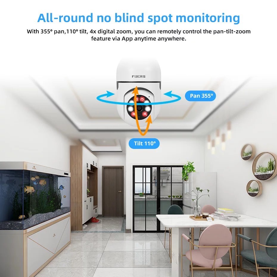 Tuya WiFi Bulb Camera กล้องวงจรปิดใส่ขั้วหลอดไฟหมุนได้360 จับความเคลื่อนไหว ใช้กับแอพTuya/Smart Life