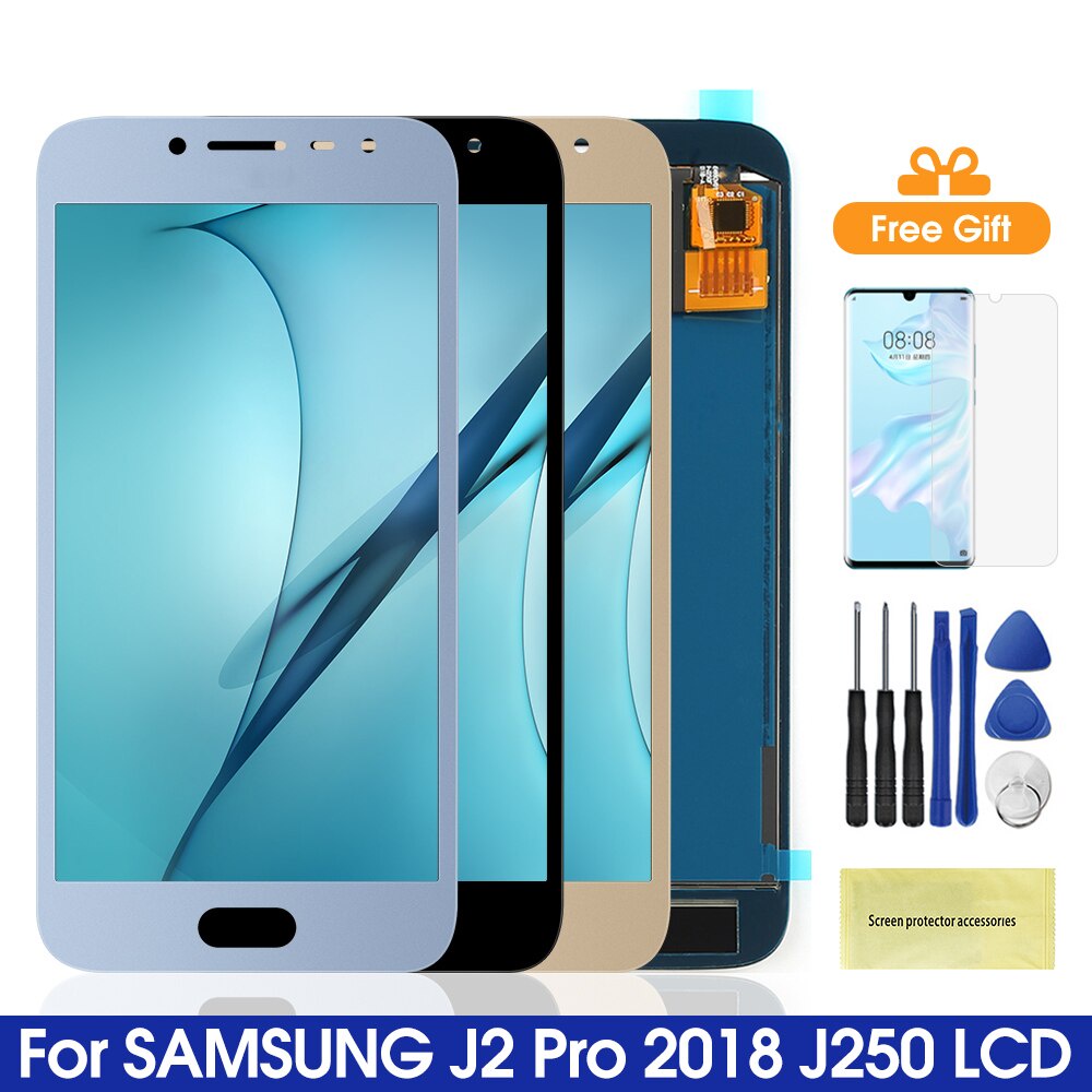 ปรับความสว่างได้ J250 LCD สําหรับ Samsung Galaxy J2 Pro 2018 จอแสดงผล Touch Screen Digitizer Assembl