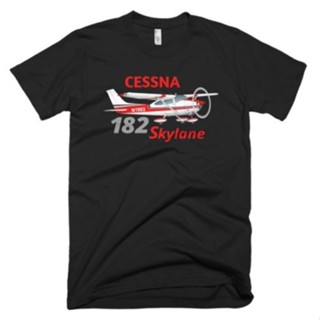 ชุดเซ็ต 2 ชิ้น - ผู้ชาย tshirt oversize ผ้าฝ้าย 100% พิมพ์ s ฤดูร้อน O- คอ Cessna 182 Skylane เครื่