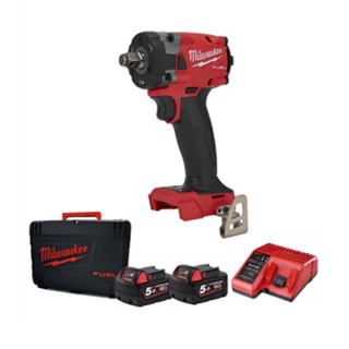 MILWAUKEE รุ่น M18FIW212-502X บล็อกกระแทกไร้สายขนาด 1/2 นิ้ว แรงดันไฟฟ้า 18V พร้อมท่นชาร์จและแบต 5.0Ah x 2 ก้อน
