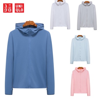 Uniqlo Airism เสื้อโค้ทแจ็กเก็ต กันลม มีฮู้ด ป้องกันแสงแดด แห้งเร็ว Upf50+ สําหรับผู้หญิง