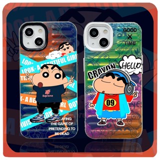 การ์ตูน น่ารัก หล่อ เครยอน ชินจัง เคสไอโฟน 14 Pro Max 13 Pro Max 12 Pro Max 11 Pro Max Xs Max Xr X Case ใหม่ บลูเรย์ กระเป๋าเดินทางลาย ป้องกันการหล่น นุ่ม เคส