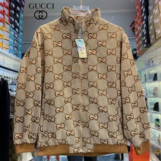 Gucci ของแท้ 100% เสื้อแจ็กเก็ตลําลอง ปักลายโลโก้ ขนาดใหญ่ แฟชั่นสําหรับผู้ชาย และผู้หญิง