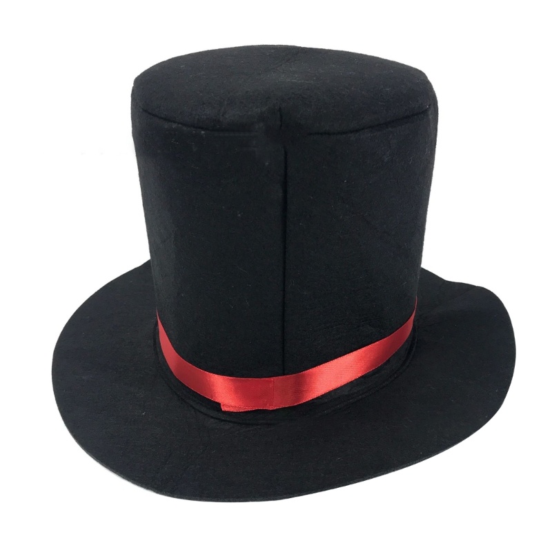 หมวกสีดําซ้ายหมวกนักมายากลหมวก Bowler หมวกฮาโลวีนแจ๊ส Ringmaster หมวก