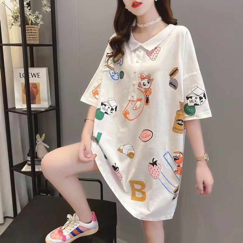 4XL เดรสพลัสไซส์,กลางและยาว,ins,เดรสลายดอก,หลวมและสบาย,เสื้อผ้าสาวอ้วน,เสื้อผ้าผู้หญิงไซส์ใหญ่