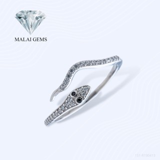 Malai Gems แหวนเพชร แหวนงู เงินแท้ 925 เคลือบทองคำขาว ประดับเพชรสวิส CZ รุ่น 151-R190413 แถมกล่อง