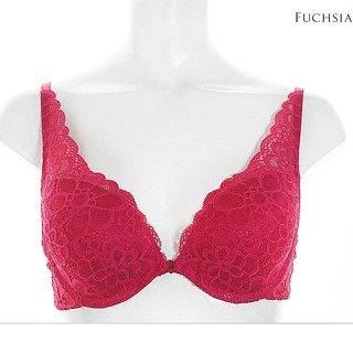 Annebra บราเสริมทรง ตะขอหน้า คอวี มีโครง เสริมฟองน้ำ Front Closer Push up Mold bra deep V Neck รุ่น AB1-537 สีชมพูเข้ม