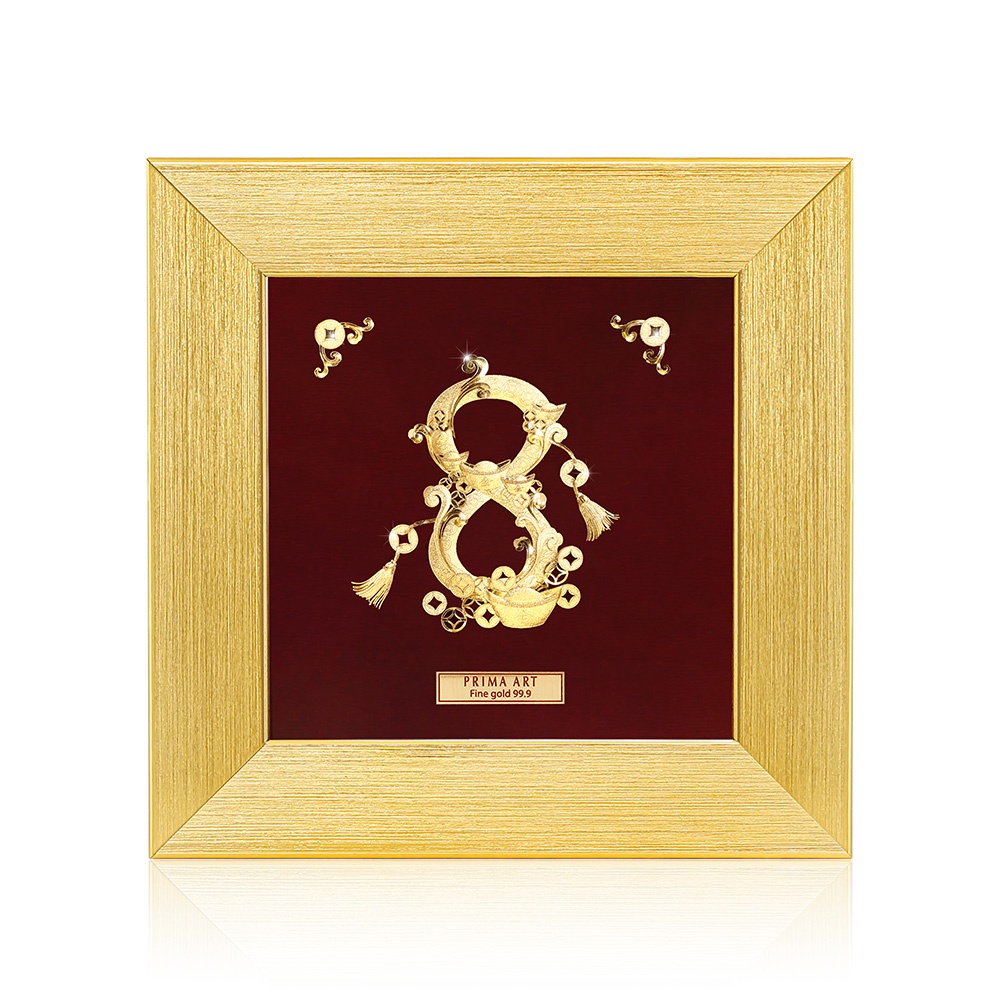 Platinum & K Gold 2490 บาท PRIMA แผ่นภาพฉลุทองคำเลขแปดร่ำรวย 704S0557-01 Fashion Accessories