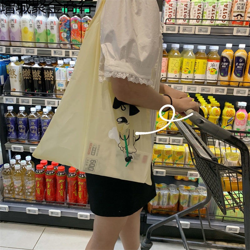 Ohaya กระเป๋าช้อปปิ้ง ทรงโท้ท จุของได้เยอะ แบบพกพา เป็นมิตรกับสิ่งแวดล้อม ลายการ์ตูนลูกสุนัข