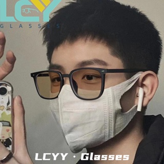 Lcyy แว่นตากันแดด กรอบสี่เหลี่ยม ป้องกันแสงสีฟ้า สไตล์เกาหลี เรโทร สําหรับผู้ชาย และผู้หญิง 2308