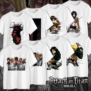 เสือยืดผู้ชาย เสื้อยืดสีขาวผู้หญิง เสื้อยืดครอป ATTACK ON TITAN - เสื้อยืดลายการ์ตูนสุดเท่ห์ Tee