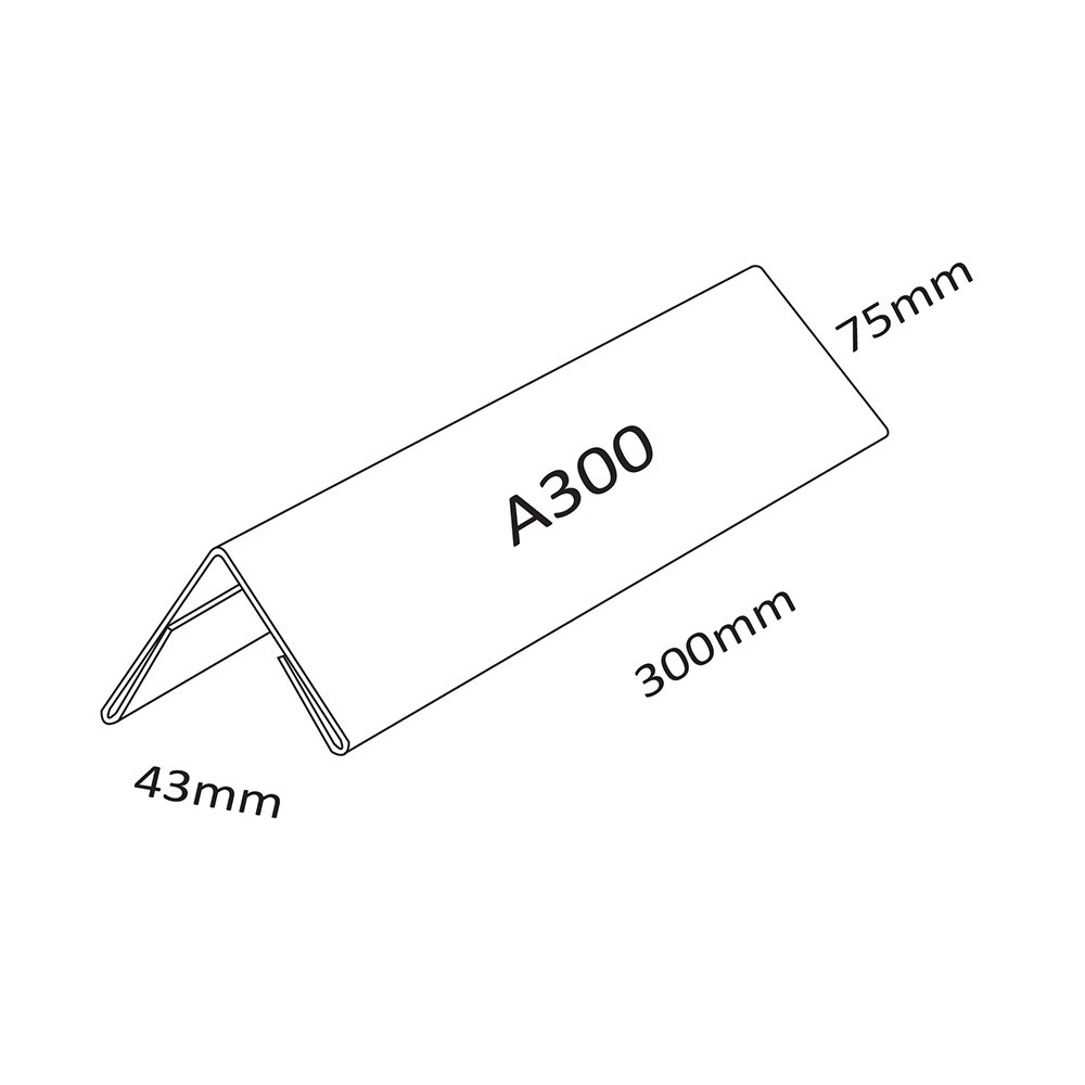 A300 ACRYLIC DISPLAY CARD STAND- A-SHAPE D/SIDED (300MM X 70MM)