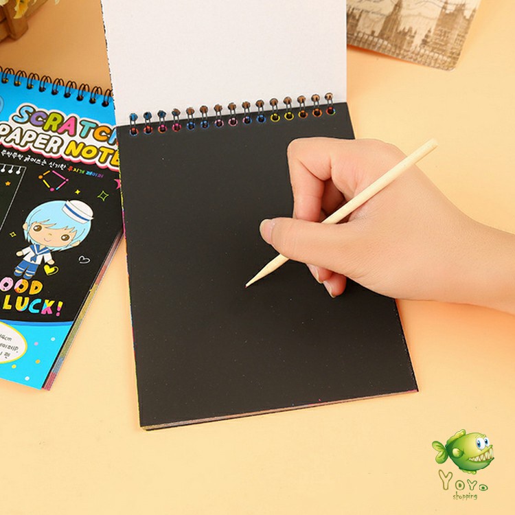 YOYO สมุดโน๊ตขูดสีรุ้งเล่มเล็กเกาหลี กระดาษวาดรูปสีสันสดใส พร้อมจัดส่ง children's picture book - รูปที่ 5